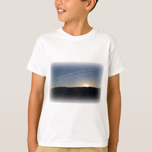 1 Samuel 15:22 Weißer Sonnenuntergang T-Shirt (Vorderseite)