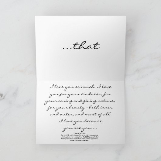 1 Samuel 16:7 - Innere Schönheit Karte (Innenseite)