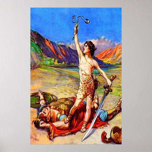 1 Samuel 17 David besiegt ein Riesenposter Poster (Vorne)