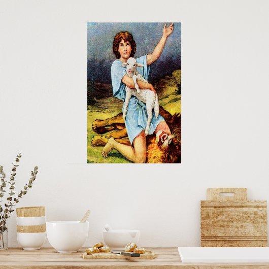 1 Samuel 17 David tötet ein Löwenposter Poster (Küche)