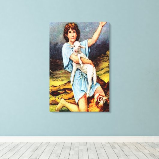 1 Samuel 17 David tötet eine Löwen-Leinwand Leinwanddruck (Insitu (Holzboden))