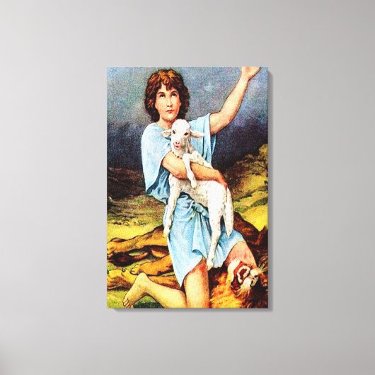 1 Samuel 17 David tötet eine Löwen-Leinwand Leinwanddruck (Vorderseite)