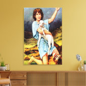 1 Samuel 17 David tötet eine Löwen-Leinwand Leinwanddruck (Insitu (Wohnzimmer))