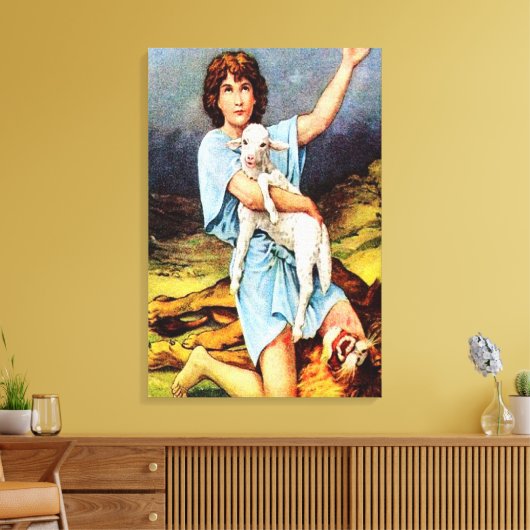 1 Samuel 17 David tötet eine Löwen-Leinwand Leinwanddruck (Insitu (Wohnzimmer))