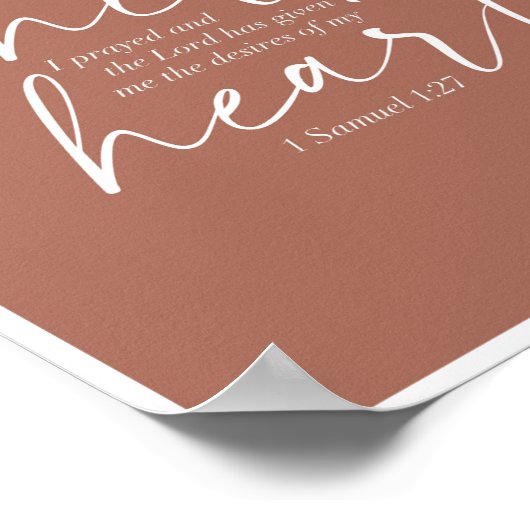 1 Samuel 1:27 Dual-Schriftart-Clay-Rust-Hintergrun Poster (Ecke)