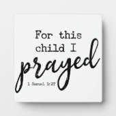 1 Samuel 1:27 Für dieses Kind betete ich Zeichen Fotoplatte (Vorderseite)