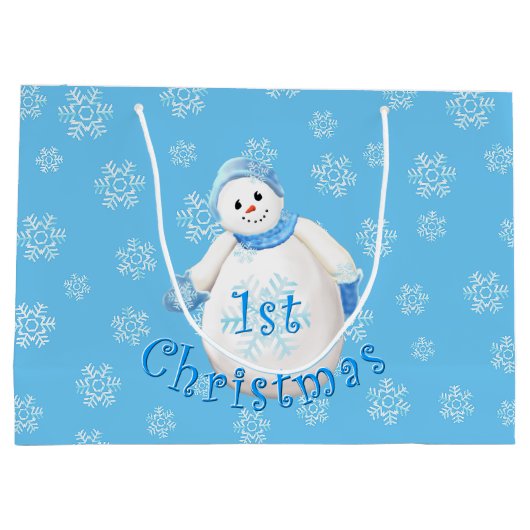 1. Schneemann und -schneeflocken des Babys Große Geschenktüte (Rückseite)