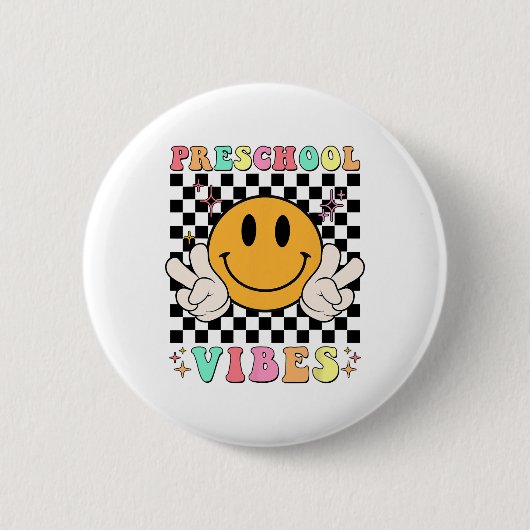 1. Schulvorschultag Vibes Fun Teacher Nurs Button (Vorderseite)