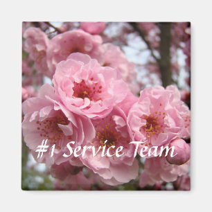 #1 Service-Team-Magnet Rosa Blüten Büro-Magnet Magnet