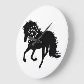 1- Shirt, Reitpferd, T-Shirt, Pferdeschlitten Große Wanduhr (Winkel)