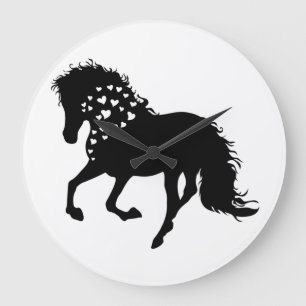 1- Shirt, Reitpferd, T-Shirt, Pferdeschlitten Große Wanduhr