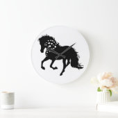 1- Shirt, Reitpferd, T-Shirt, Pferdeschlitten Große Wanduhr (Zuhause)