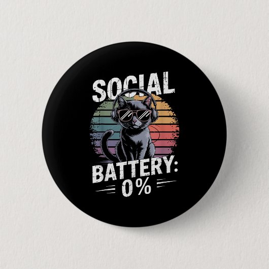 1% Sozialbatterie Sarcastic Funny eingeführt Katze Button (Vorderseite)