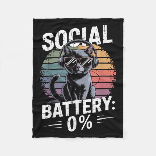1% Sozialbatterie Sarcastic Funny eingeführt Katze Fleecedecke (Vorderseite)