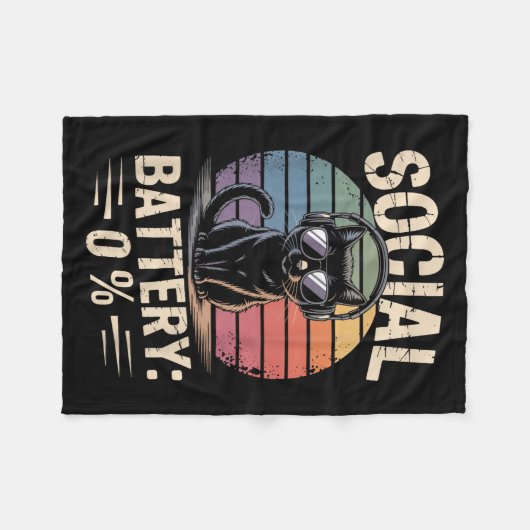 1% Sozialbatterie Sarcastic Funny eingeführt Katze Fleecedecke (Vorderseite (Horizontal))