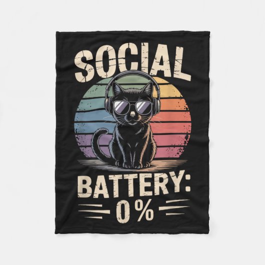 1% Sozialbatterie Sarcastic Funny eingeführt Katze Fleecedecke (Vorderseite)