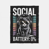 1% Sozialbatterie Sarcastic Funny eingeführt Katze Fleecedecke (Vorderseite)