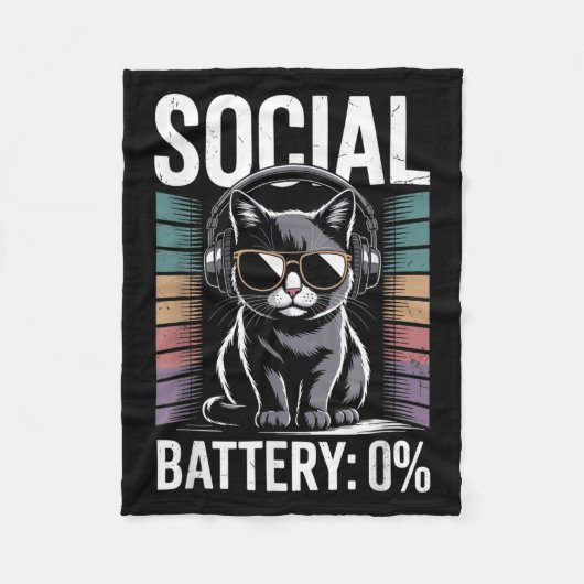 1% Sozialbatterie Sarcastic Funny eingeführt Katze Fleecedecke (Vorderseite)