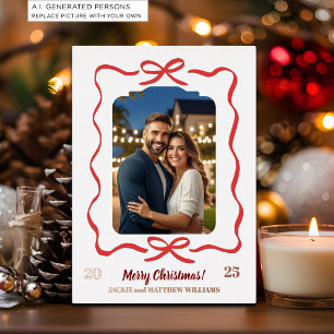 1 spezielles Weihnachtsfamilienfoto-Bow Folien Feiertagskarte