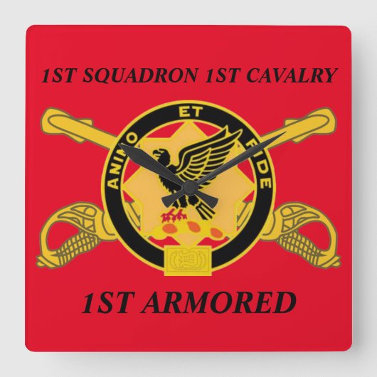 1. SQUADRON 1. CAVALRY 1. ARMORED CLOCK QUADRATISCHE WANDUHR (Vorderseite)
