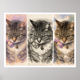 1 Stimmung + 3 Vibes = Vollkommene Katzenschönheit Poster