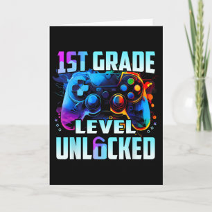 1. Stufe Entsperrte Gamer Boys Kinder erster Tag Karte
