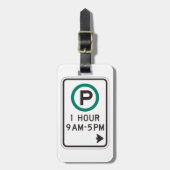 1 Stunde Parkplatz für kontrollierte Parkplätze Gepäckanhänger (Vorderseite vertikal)