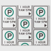 1 Stunde Parkplatz für kontrollierte Parkplätze Geschenkpapier (Flach)