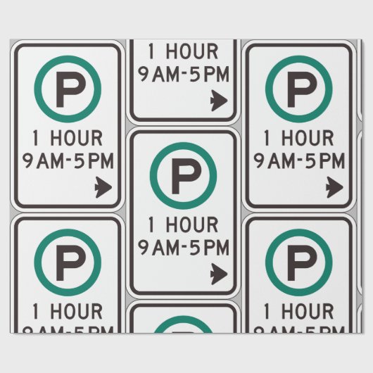 1 Stunde Parkplatz für kontrollierte Parkplätze Geschenkpapier (Flach)