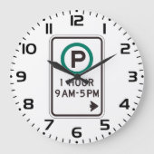 1 Stunde Parkplatz für kontrollierte Parkplätze Große Wanduhr (Vorderseite)