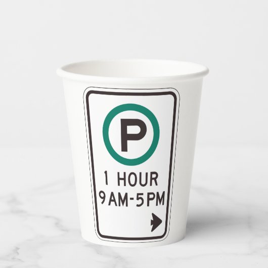 1 Stunde Parkplatz für kontrollierte Parkplätze Pappbecher (Vorderseite)