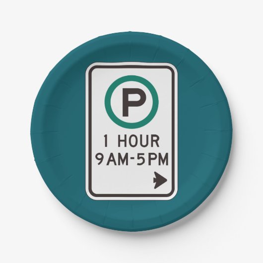 1 Stunde Parkplatz für kontrollierte Parkplätze Pappteller (Vorderseite)