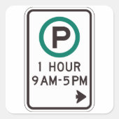 1 Stunde Parkplatz für kontrollierte Parkplätze Quadratischer Aufkleber (Vorderseite)