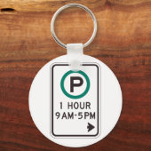 1 Stunde Parkplatz für kontrollierte Parkplätze Schlüsselanhänger (Vorderseite)