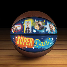 #1 Super Vater Comic Book Bubbles Custom Vier Foto Basketball