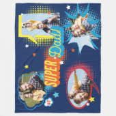 #1 Super Vater Comic Book Bubbles Custom Vier Foto Fleecedecke (Vorderseite)