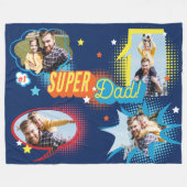 #1 Super Vater Comic Book Bubbles Custom Vier Foto Fleecedecke (Vorderseite (Horizontal))