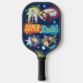 #1 Super Vater Comic Book Bubbles Custom Vier Foto Pickleball Schläger (Vorderseite)