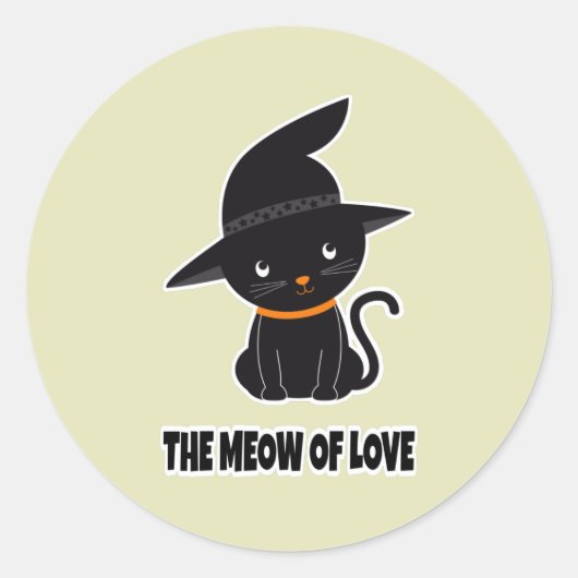 1.süße schöne schwarze Katze Miauen der Liebe Runder Aufkleber (Vorderseite)