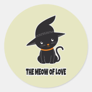 1.süße schöne schwarze Katze Miauen der Liebe Runder Aufkleber