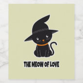 1.süße schöne schwarze Katze Miauen der Liebe Weinetikett (Einzelnes Label)