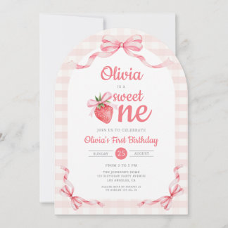 1 Sweet One Strawberry Girl 1st Birthday Einladung
