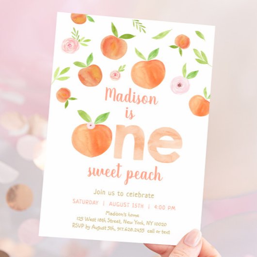 1 Sweet Peach 1. Geburtstag Einladung