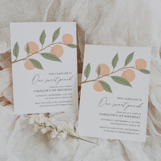 1 Sweet Peach 1. Geburtstag Einladung