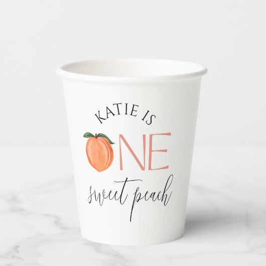 1 Sweet Peach 1. Geburtstag Pappbecher (Vorderseite)