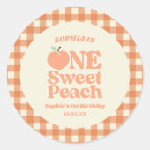 1 Sweet Peach Orange Erstes 1. Geburtstag Party Runder Aufkleber (Vorderseite)
