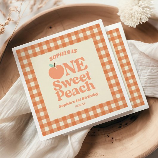 1 Sweet Peach Orange Erstes 1. Geburtstag Party Serviette