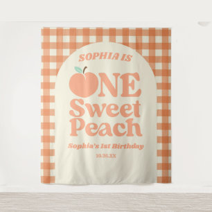 1 Sweet Peach Orange Erstes 1. Geburtstag Party Wandteppich