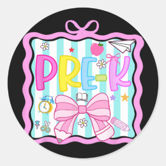 1. Tag der Vorschule - Preppy Ck Zur Schule Co Runder Aufkleber