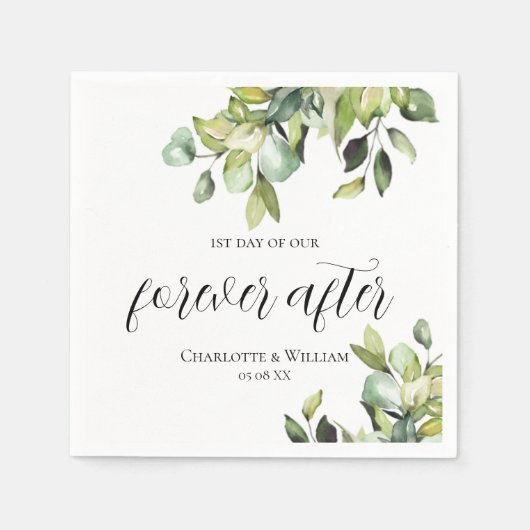 1. Tag Forever Nach eleganten grünen Botanicals Serviette (Vorderseite)